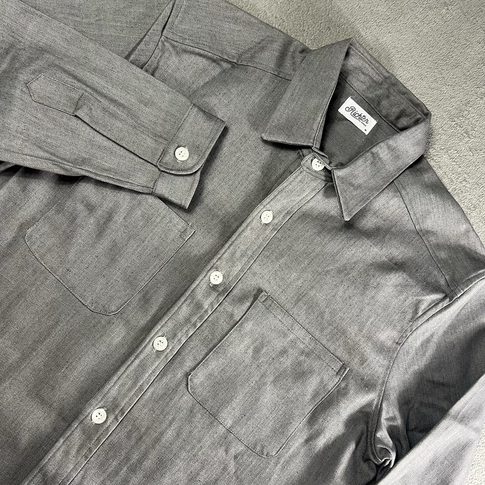 Richter Goods Mens Western Grey Shirt Long Sleeve Pockets EUC